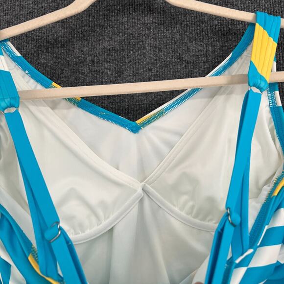 Lands End Tankini Swimsuit Top Womens 12 Blue Striped Built In Bra Underwire - Picture 8 of 8